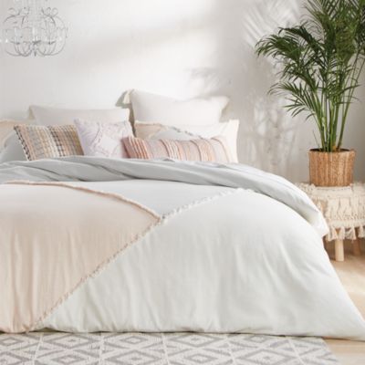 Color Block Fringe Comforter Set, Full/Queen