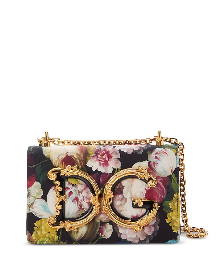 Shop Dolce & Gabbana Nappa Leather Dg Girls Bag In Black Flower