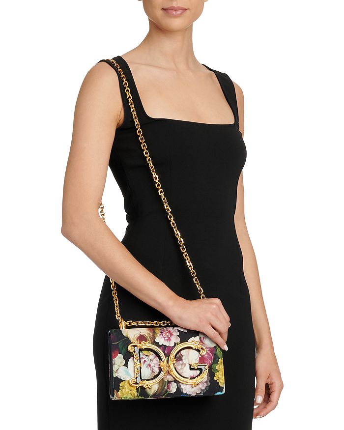 Shop Dolce & Gabbana Nappa Leather Dg Girls Bag In Black Flower