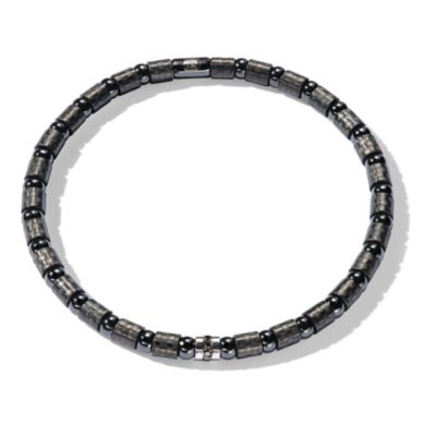 Men's 18K White Gold & Carbon Fiber Uomo Black Diamond Bead Stretch Bracelet