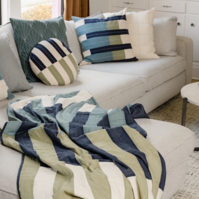 Offset Stripe Quilt Throw Blanket