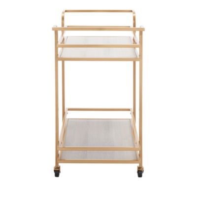 Lameris 2 Tier Matte Gold Bar Cart with Handles