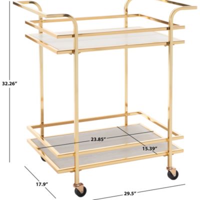 Lameris 2 Tier Gold Bar Cart with Handles