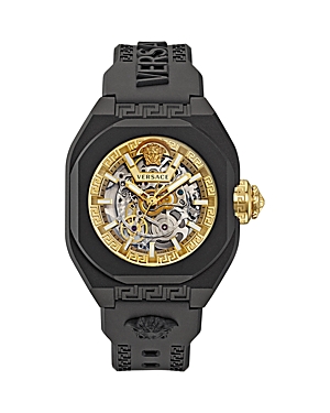 Shop Versace V-legend Skeleton Watch, 42mm In Gold/black