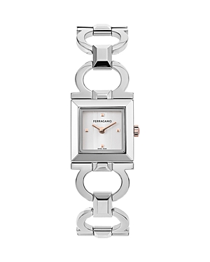 Shop Ferragamo Double Gancini Square Watch, 20mm In Stainless