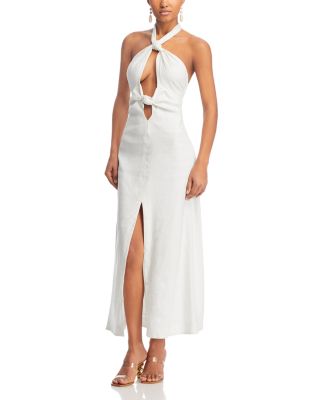 Cult Gaia - Susana Halter Cutout Linen Midi Dress