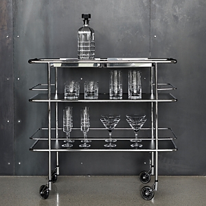 Orrefors 53 Piece Street Bar Cart And Glassware Set In White