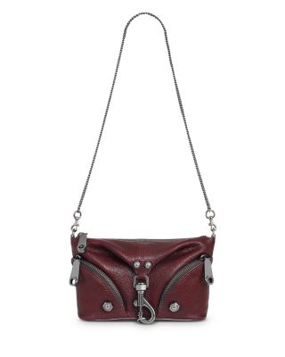 Rebecca Minkoff Small Julian Crossbody Bag – Pebbled Leather, Adjustable Strap, Front Zip Pockets, Palladium Hardware