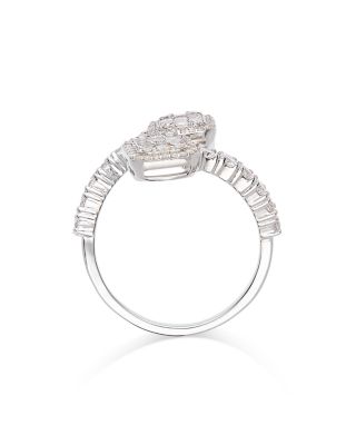 Diamond Multi Cut Bypass Ring 14K White Gold, 1.0 tcw