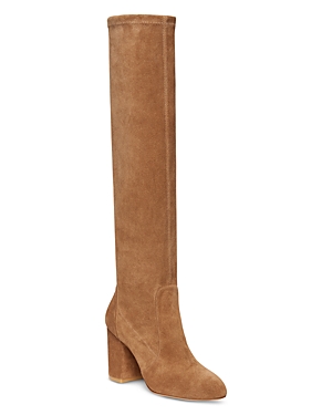 Shop Stuart Weitzman Yuliana 85 Block Heel Slouch Boots In Camel