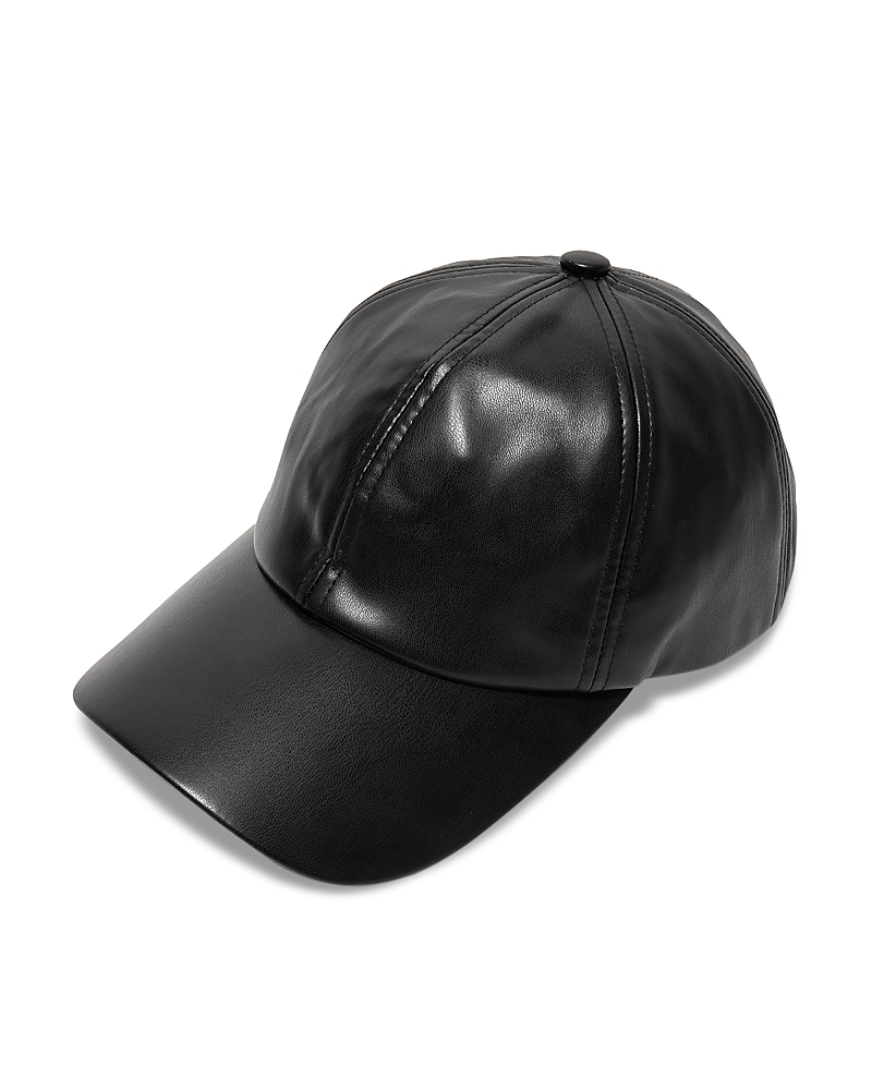 Lele Sadoughi Faux Leather Baseball Cap In Black