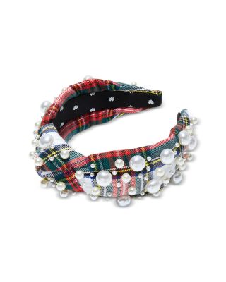 Lele Sadoughi Plaid & Faux Pearl Knotted Headband  display picture 1