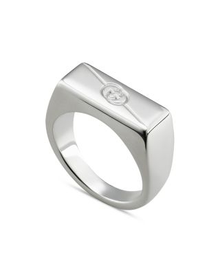Sterling Silver Diagonal Interlocking G Rectangular Signet Ring
