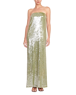 Staud Casey Strapless Sequined Maxi Dress In Garden Moss