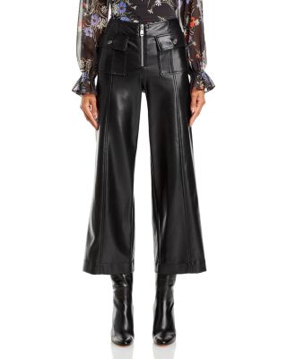 Azure Faux Leather Cropped Pants 