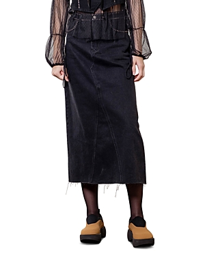 Cotton Studded Midi Skirt