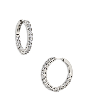 Nadri Inside Out Hoop Earrings in 18K Gold Plated or Rhodium Plated