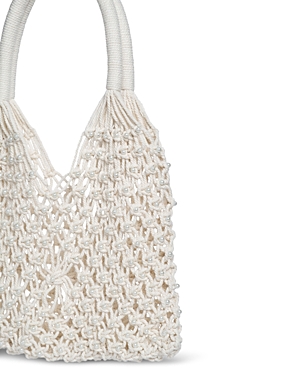 Lusana Jaylan Embellished Crochet Top Handle Bag In Off White