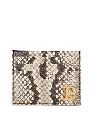 Shop Balmain B Buzz Leather Card Case In Light Gray/gold
