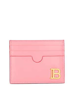 Shop Balmain B Buzz Leather Card Case In Pink/gold
