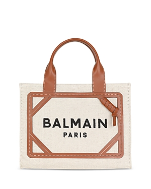 Balmain B-army Small Shopper Shoulder Bag In Natural Brown/gold
