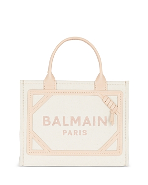 Shop Balmain B-army Small Shopper Shoulder Bag In Cream Multi/gold