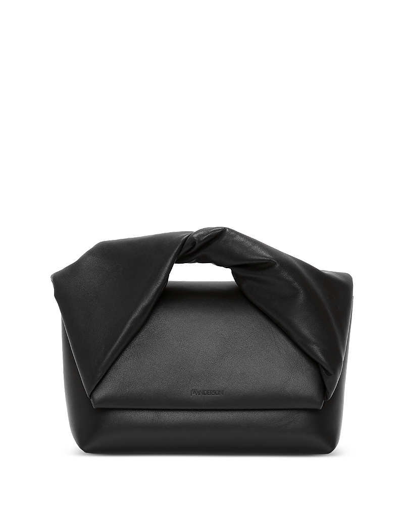 Jw Anderson Medium Twister Leather Top Handle Bag In Black