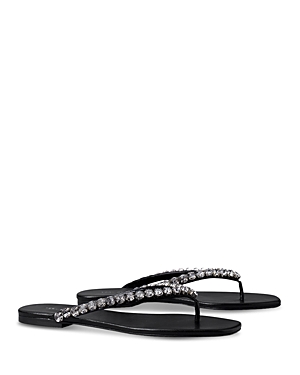Shop Tory Burch Women's Crystal Embellished Thong Sandals In Perfect Black