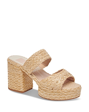 Shop Dolce Vita Women's Latoya Woven Raffia Platform Sandals In Light Natural Raffia