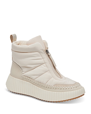 Shop Dolce Vita Women's Devlin Quilted Zip Front Sneakers In Ivory Nylon