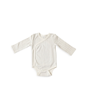 Pehr Unisex Stripes Away Kimono Long Sleeve Bodysuit - Baby In Gray