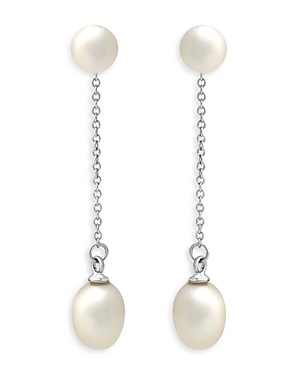 Aqua Oval & Round Cultured Freshwater Pearl Drop Earrings In Sterling Silver - 100% Exclusive In White/silver