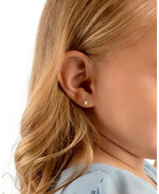 Girls' 14K Gold Tiny Initial Studs Screw Back Earrings - Little Kid, Big Kid