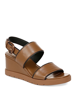 Shop Vince Women's Roma Leather Wedge Sandals In Peanut Brown Leather