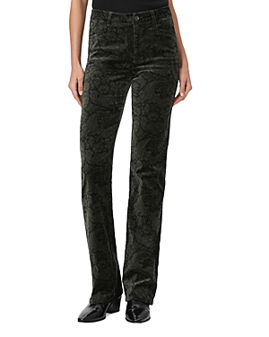 Shop Paige Naomi Velveteen Bootcut Pants In Dark Forest