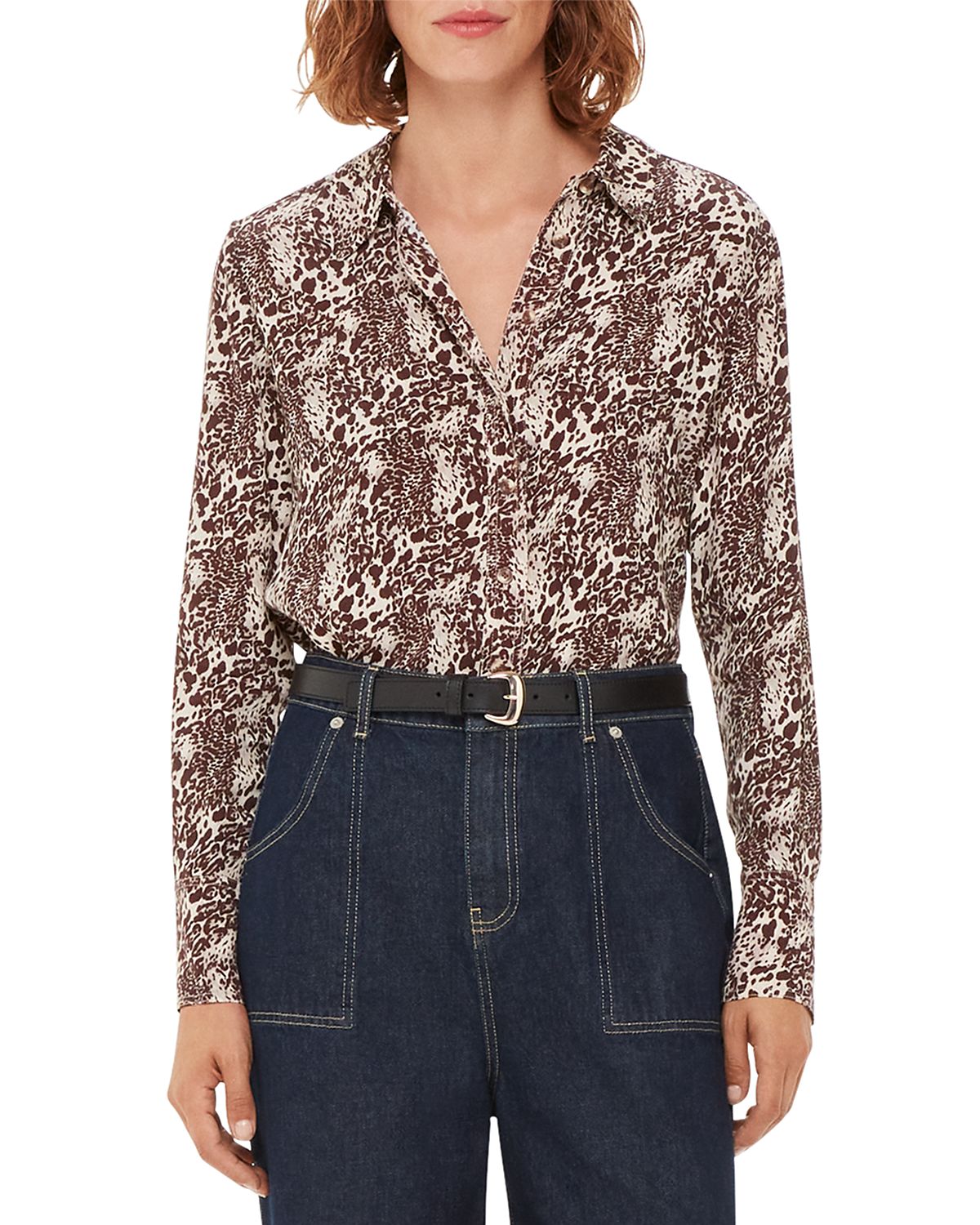 Whistles Micro Leopard Print Shirt