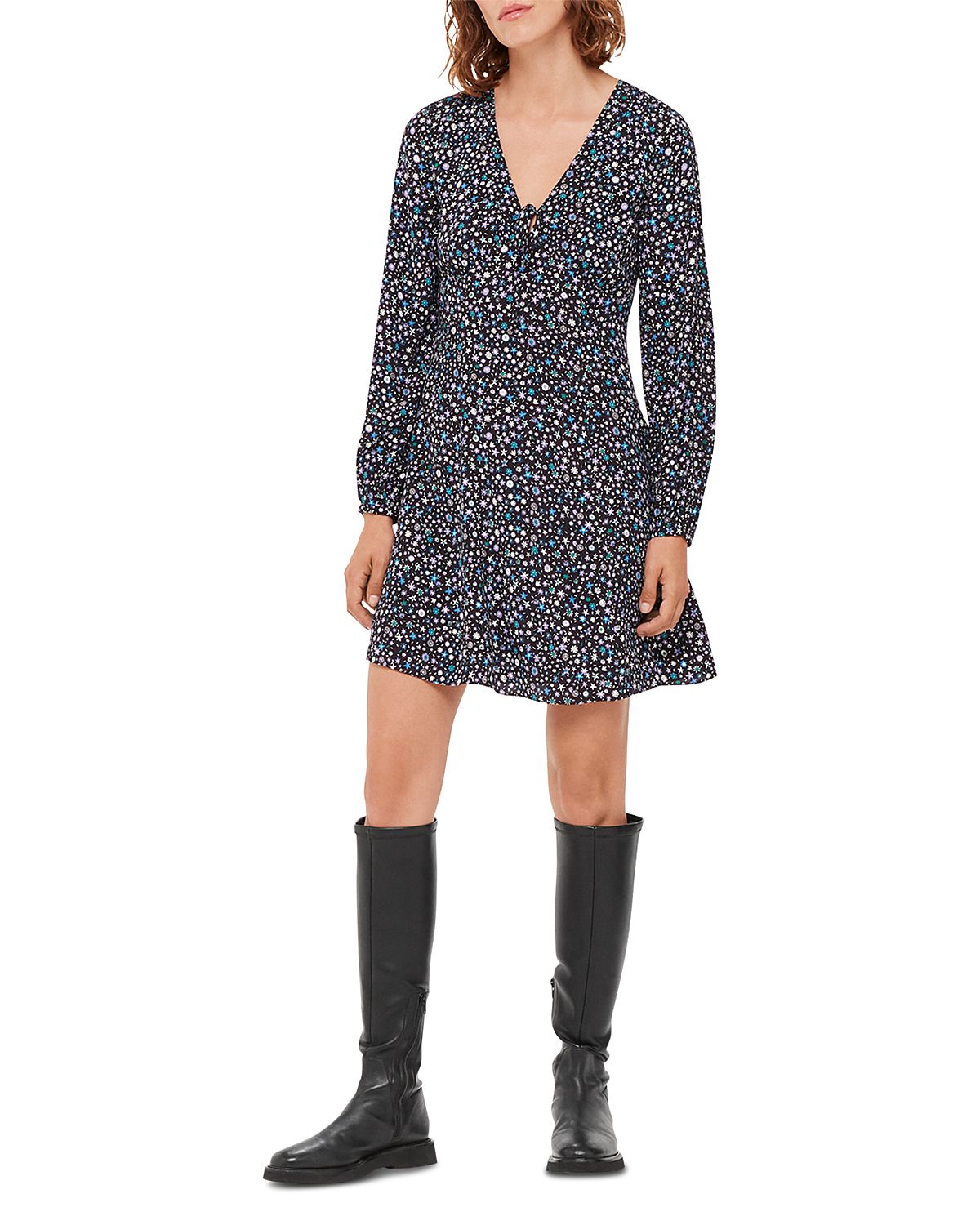 Whistles Painted Garden Fit and Flare Dress