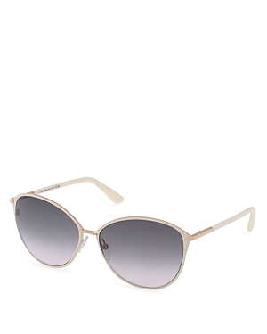 Shop Tom Ford Round Sunglasses, 59mm In Ivory/gray Gradient