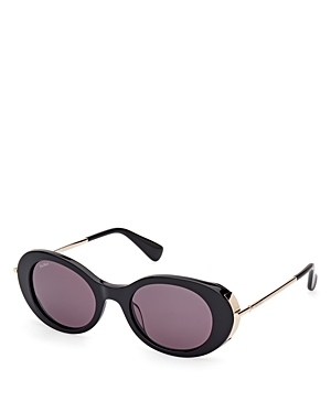 Max Mara Round Acetate Sunglasses, 51mm In Black/gray Solid