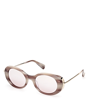 Max Mara Round Acetate Sunglasses, 51mm In Beige/tan Mirrored Solid