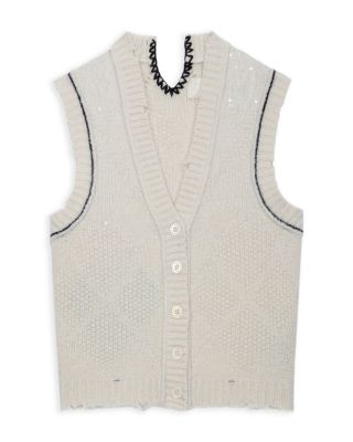 Karry Sleeveless Sequined Cardigan Sweater