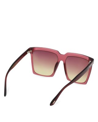 Bordeaux Square Acetate Sunglasses, 58mm