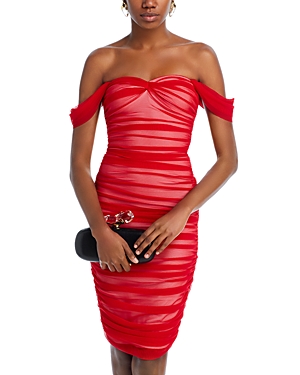 Shop Norma Kamali Walter Mesh Dress In Tiger Red