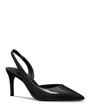 Shop Michael Kors Michael  Women's Alina Pointed Toe High Heel Slingback Pumps In Black