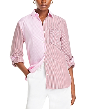 Shop Rag & Bone Maxine Cotton Striped Shirt In Pink Multi