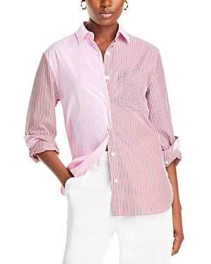 Rag & Bone Maxine Multi-stripe Button-front Shirt In Pink Multi