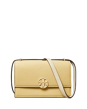 Shop Tory Burch Miller Leather Shoulder Bag In Light Honey/gold