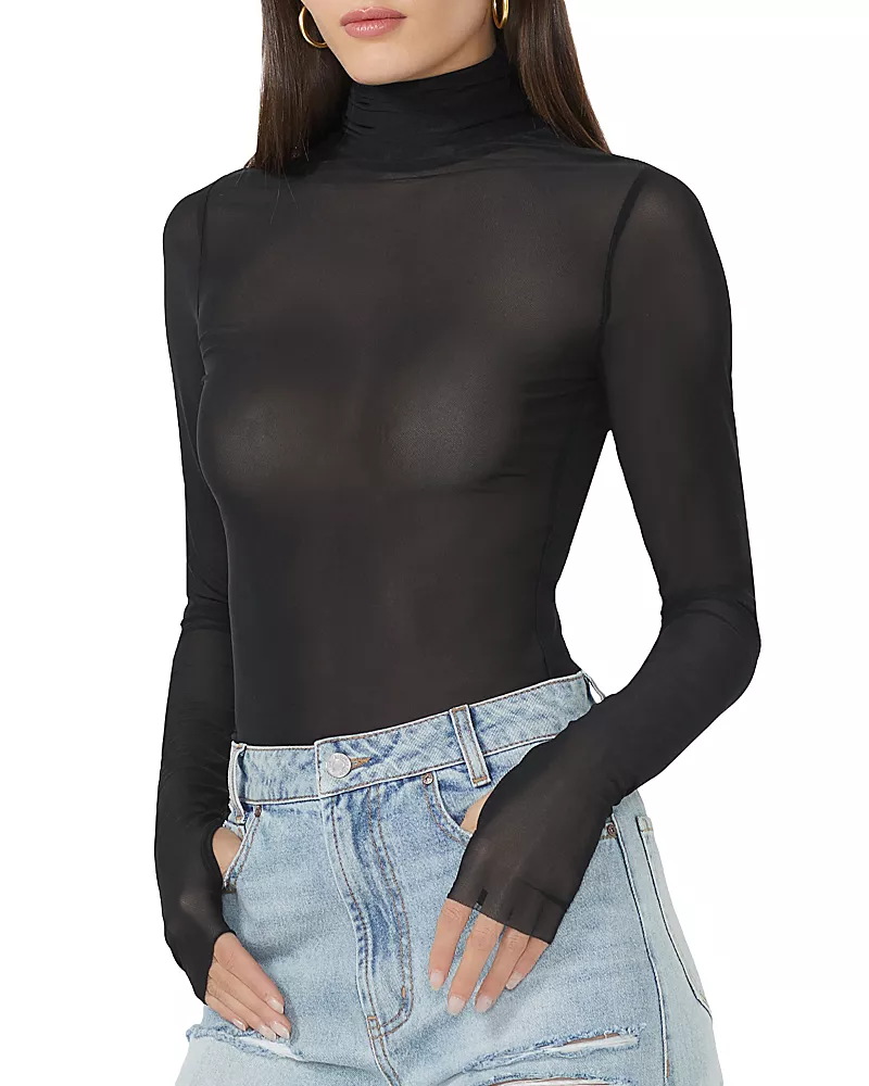 Afrm Zadie Mesh Turtleneck Top