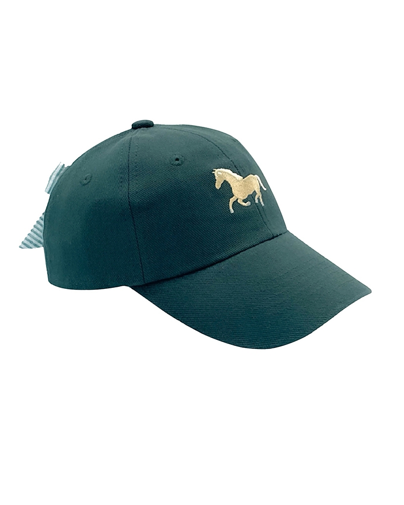 Bits & Bows Girls' Horse Bow Baseball Hat In Hunter Green - Little Kid In Dark Green