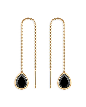 Shop Ettika Barely There Teardrop Threader Earrings In 18k Gold Plated In Black/gold